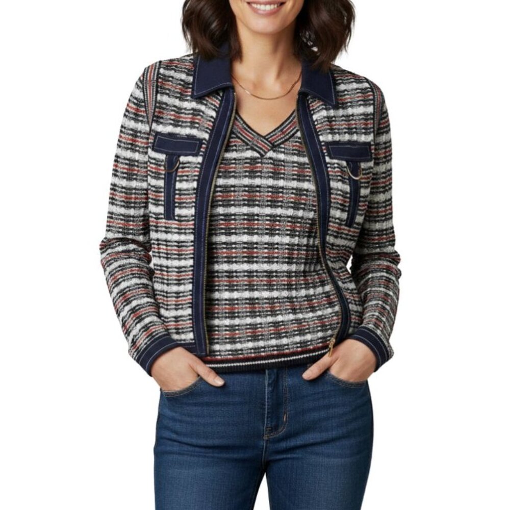 St. John Sport by Marie Gray Red White & Blue Jacket with Undershirt Size S